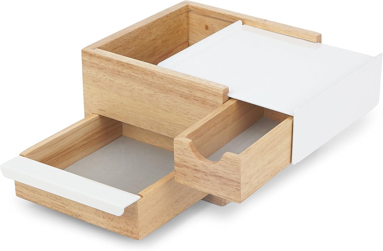 image:imageUmbra Stowit Jewelry Box Modern Keepsake Storage Organizer with Hidden Compartment Drawers for Ring Bracelet Watch Necklace Earrings and AccessoriesWhiteNatural