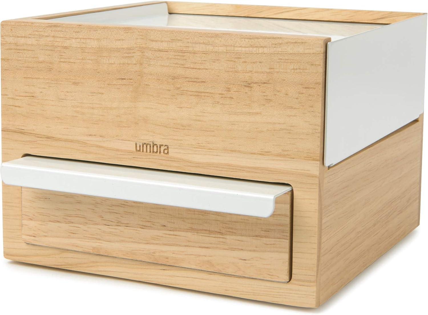 image:imageUmbra Stowit Jewelry Box Modern Keepsake Storage Organizer with Hidden Compartment Drawers for Ring Bracelet Watch Necklace Earrings and AccessoriesWhiteNatural