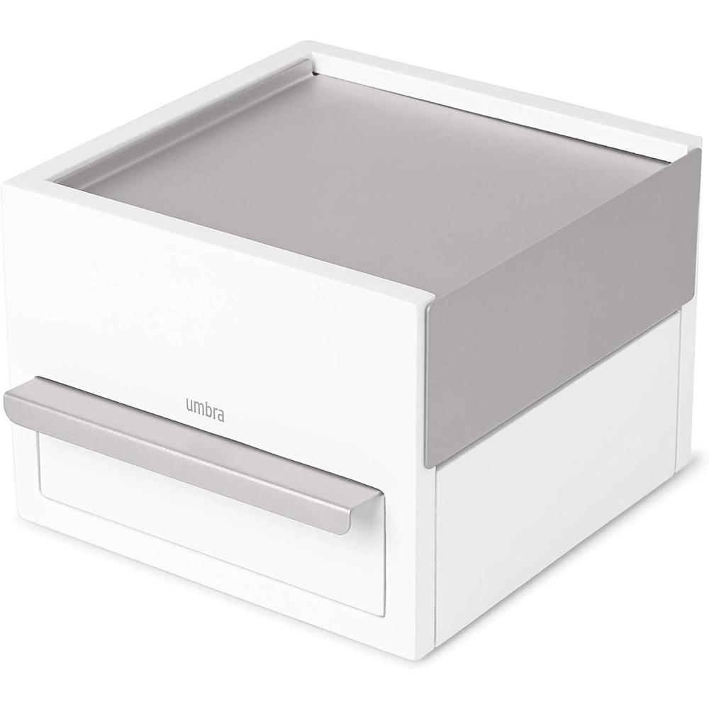image:imageUmbra Stowit Jewelry Box Modern Keepsake Storage Organizer with Hidden Compartment Drawers for Ring Bracelet Watch Necklace Earrings and AccessoriesWhiteNickel