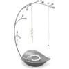 Umbra Orchid Jewelry Hanging Tree Stand – Multi-Functional Necklace Metal Holder Display Organizer Rack With a Ring Dish Tray – Great For Organization – Can Be Used As Decor, Dining Room Centerpiece(Gun Metal)