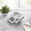 Umbra Stowit Jewelry Box – Modern Keepsake Storage Organizer with Hidden Compartment Drawers for Ring, Bracelet, Watch, Necklace, Earrings, and Accessories(White/Nickel)