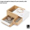 Umbra Stowit Jewelry Box – Modern Keepsake Storage Organizer with Hidden Compartment Drawers for Ring, Bracelet, Watch, Necklace, Earrings, and Accessories(White/Natural)