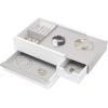 Umbra Stowit Jewelry Box – Modern Keepsake Storage Organizer with Hidden Compartment Drawers for Ring, Bracelet, Watch, Necklace, Earrings, and Accessories(White/Nickel)