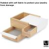 Umbra Stowit Jewelry Box – Modern Keepsake Storage Organizer with Hidden Compartment Drawers for Ring, Bracelet, Watch, Necklace, Earrings, and Accessories(White/Natural)