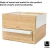 Umbra Stowit Jewelry Box – Modern Keepsake Storage Organizer with Hidden Compartment Drawers for Ring, Bracelet, Watch, Necklace, Earrings, and Accessories(White/Natural)