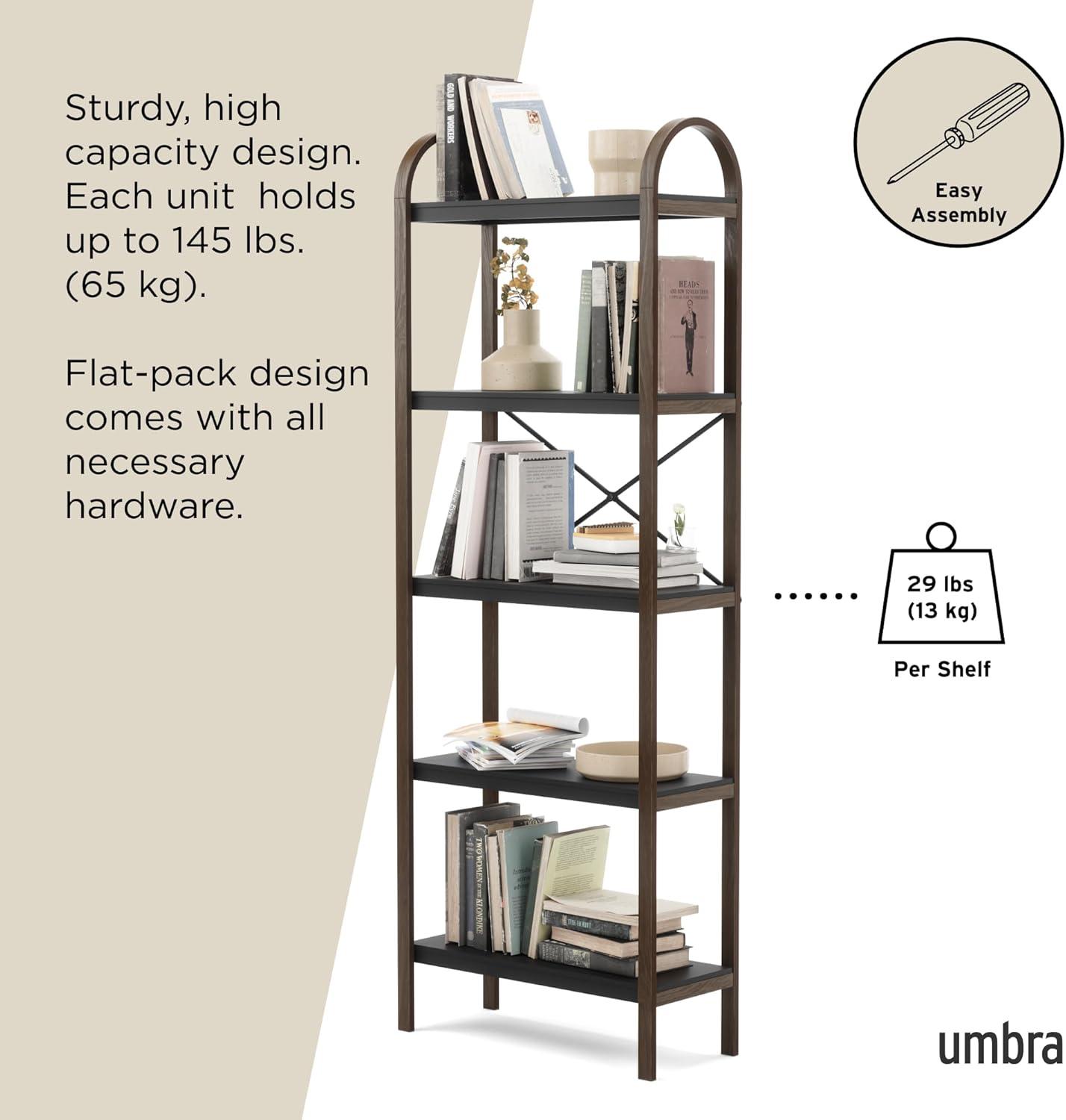 image:imageUmbra Bellwood ThreeTier Shelf Book Case Display with 3 Shelves WhiteNaturalBlackWalnut