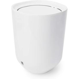 Umbra Step Can with Lid, Small Garbage/Trash Can (1.7 Gallons), Melamine Durable Bathroom Accessories, White Glossy Garbage Can, White Finish(White)