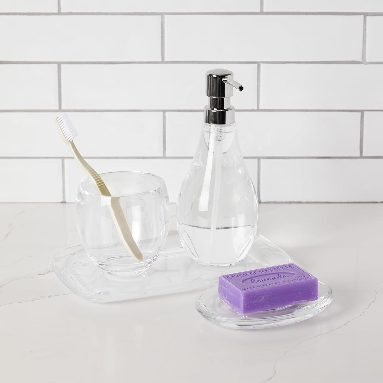 image:imageUmbra Droplet Tumbler Durable Acrylic Bathroom Accessories Holder Modern Functional Clear Glass Tooth Brush Organizer Perfect for Holding Toothbrushes Makeup Brushes amp Various Bath ItemsClear
