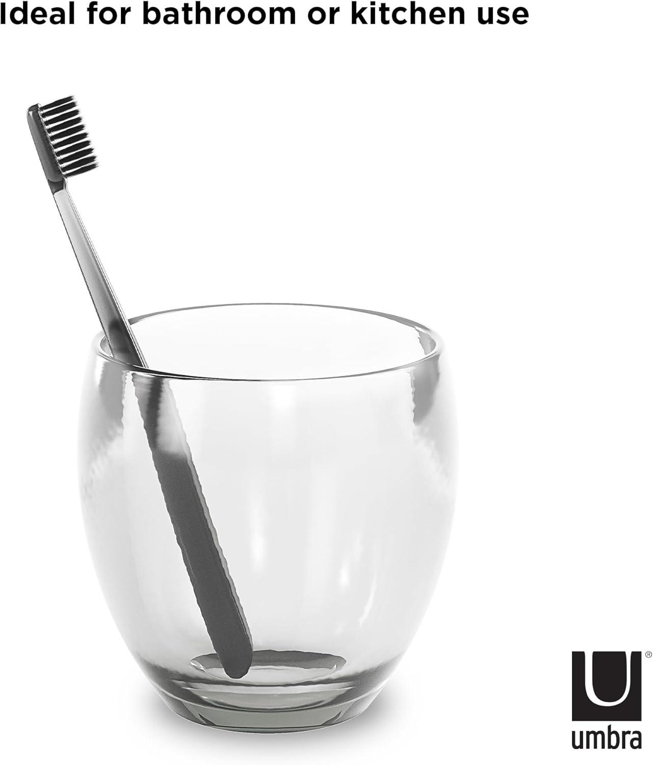image:imageUmbra Droplet Tumbler Durable Acrylic Bathroom Accessories Holder Modern Functional Clear Glass Tooth Brush Organizer Perfect for Holding Toothbrushes Makeup Brushes amp Various Bath ItemsClear