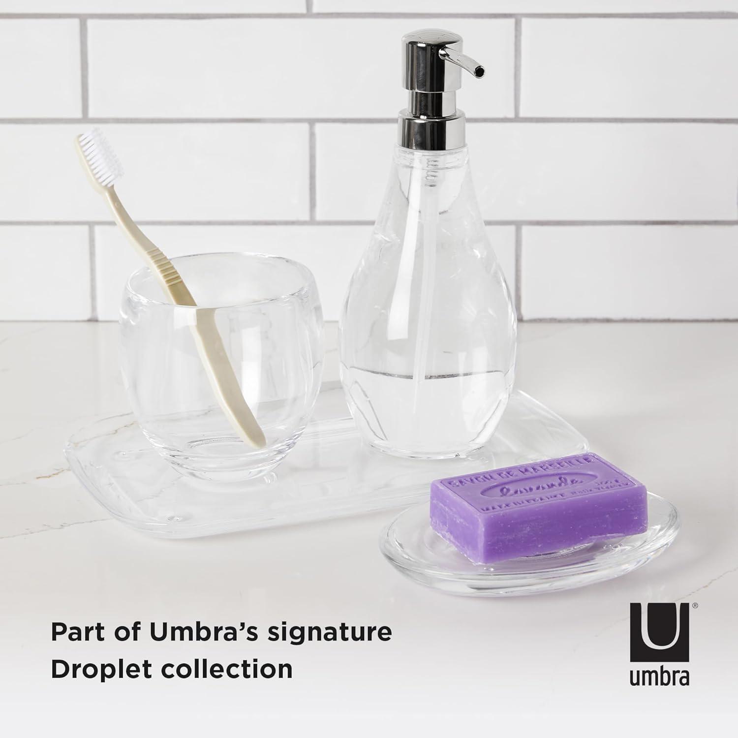 image:imageUmbra Droplet Tumbler Durable Acrylic Bathroom Accessories Holder Modern Functional Clear Glass Tooth Brush Organizer Perfect for Holding Toothbrushes Makeup Brushes amp Various Bath ItemsClear