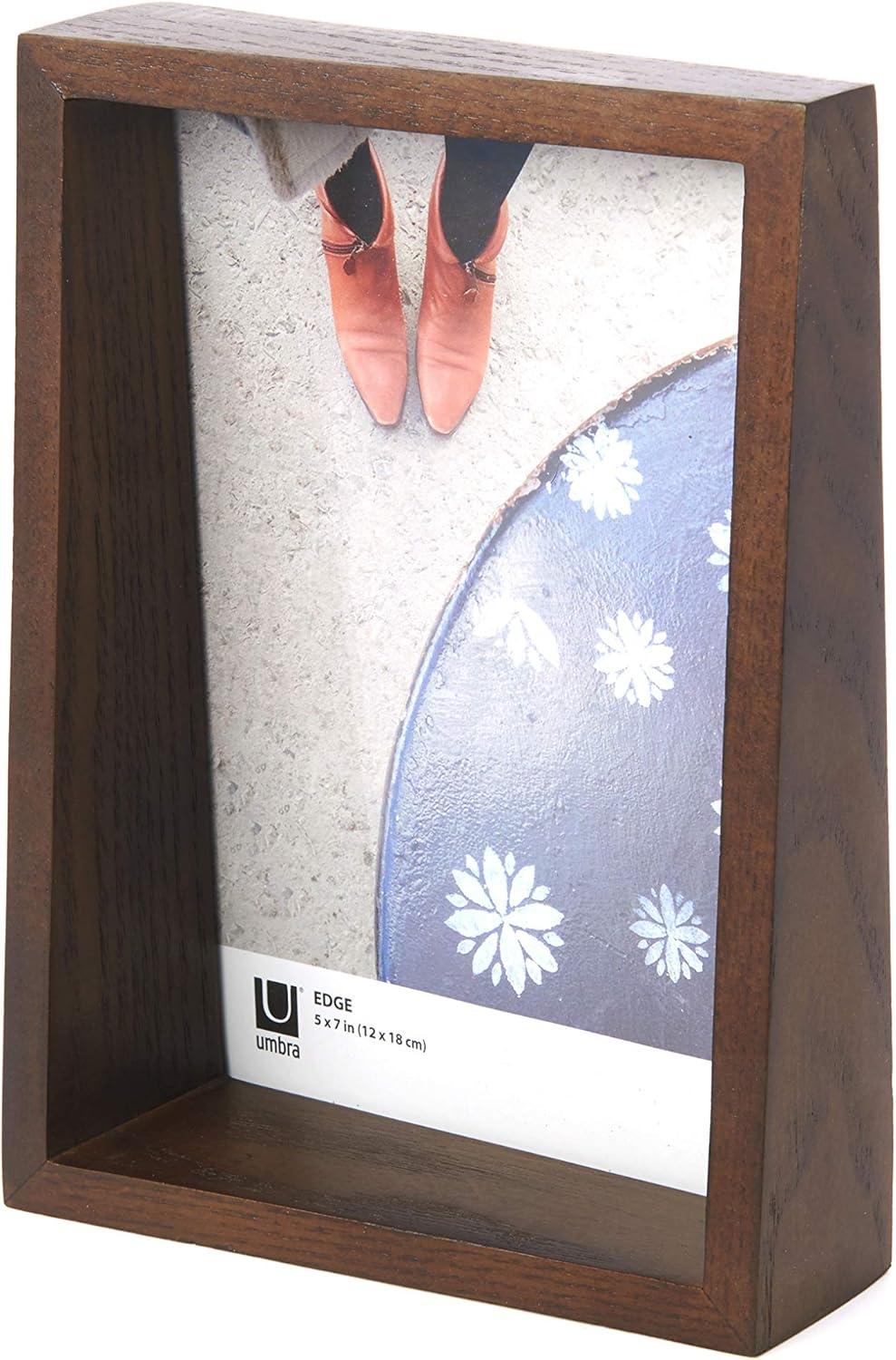 image:imageUmbra 10139111125 Edge Resin MultiOpening Picture Frame and Photo Display for Table Top or Wall 4x6Inch and 4x4Inch White MarbleAged Walnut