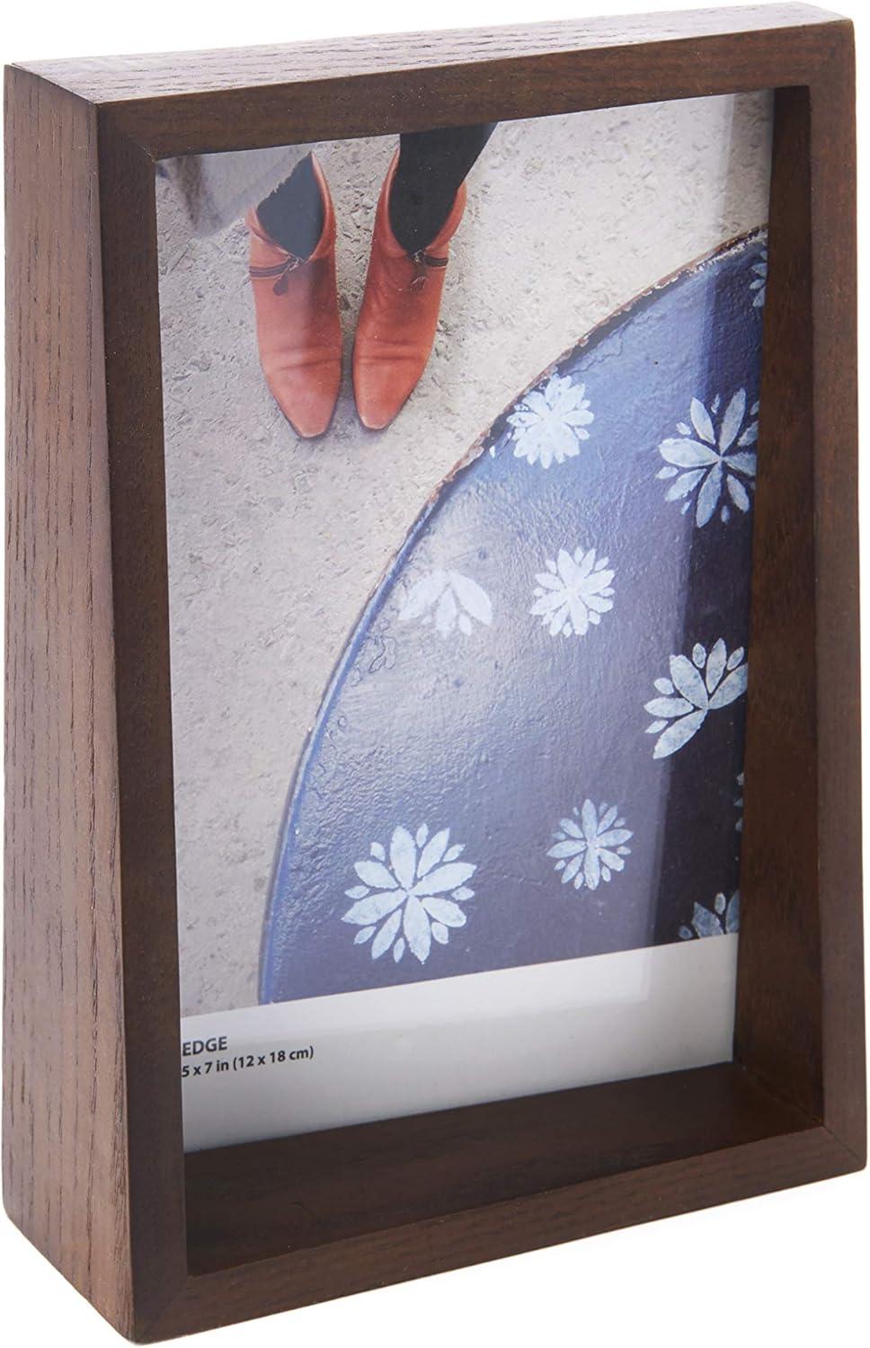 image:imageUmbra 10139111125 Edge Resin MultiOpening Picture Frame and Photo Display for Table Top or Wall 4x6Inch and 4x4Inch White MarbleAged Walnut