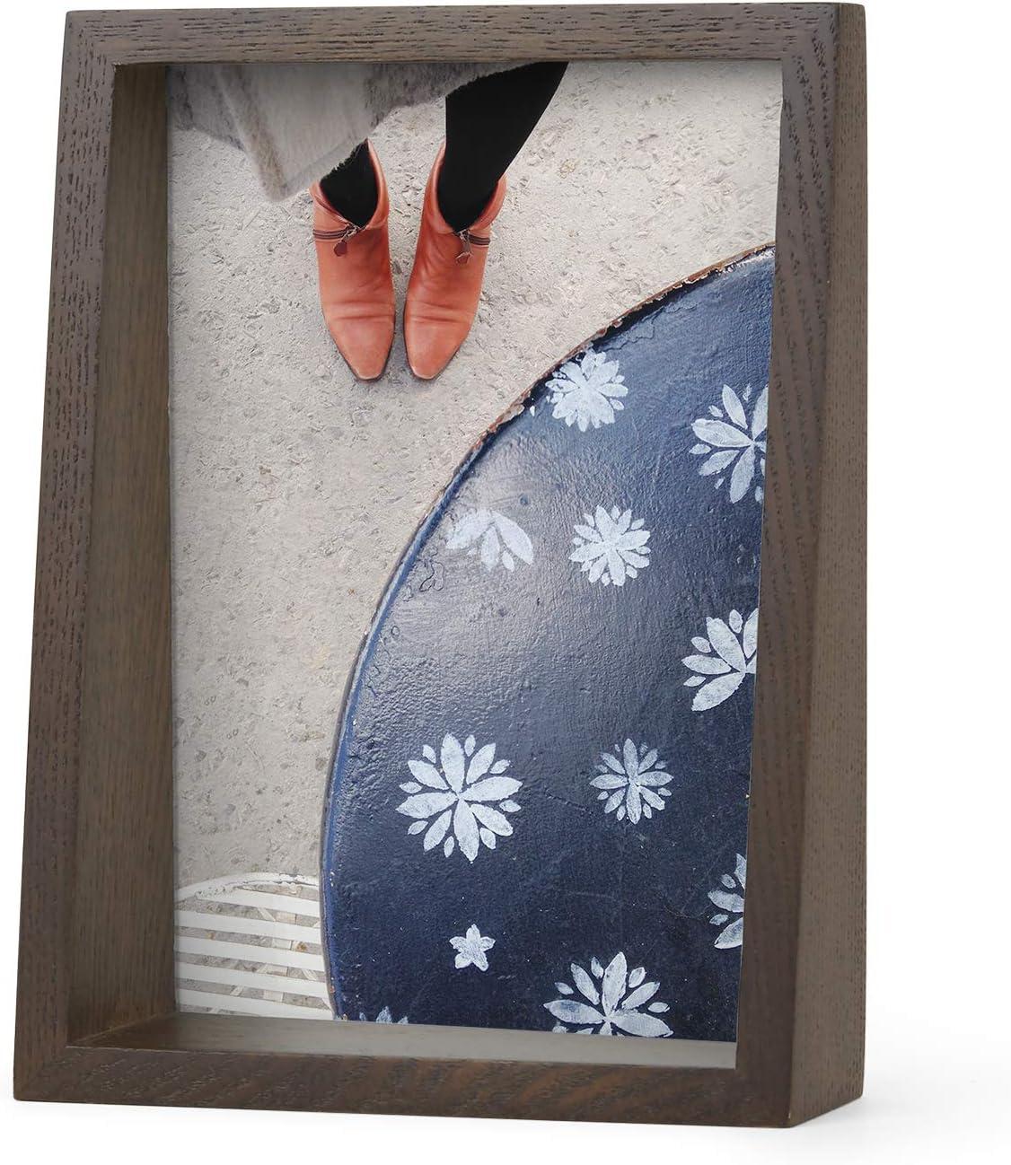 image:imageUmbra 10139111125 Edge Resin MultiOpening Picture Frame and Photo Display for Table Top or Wall 4x6Inch and 4x4Inch White MarbleAged Walnut