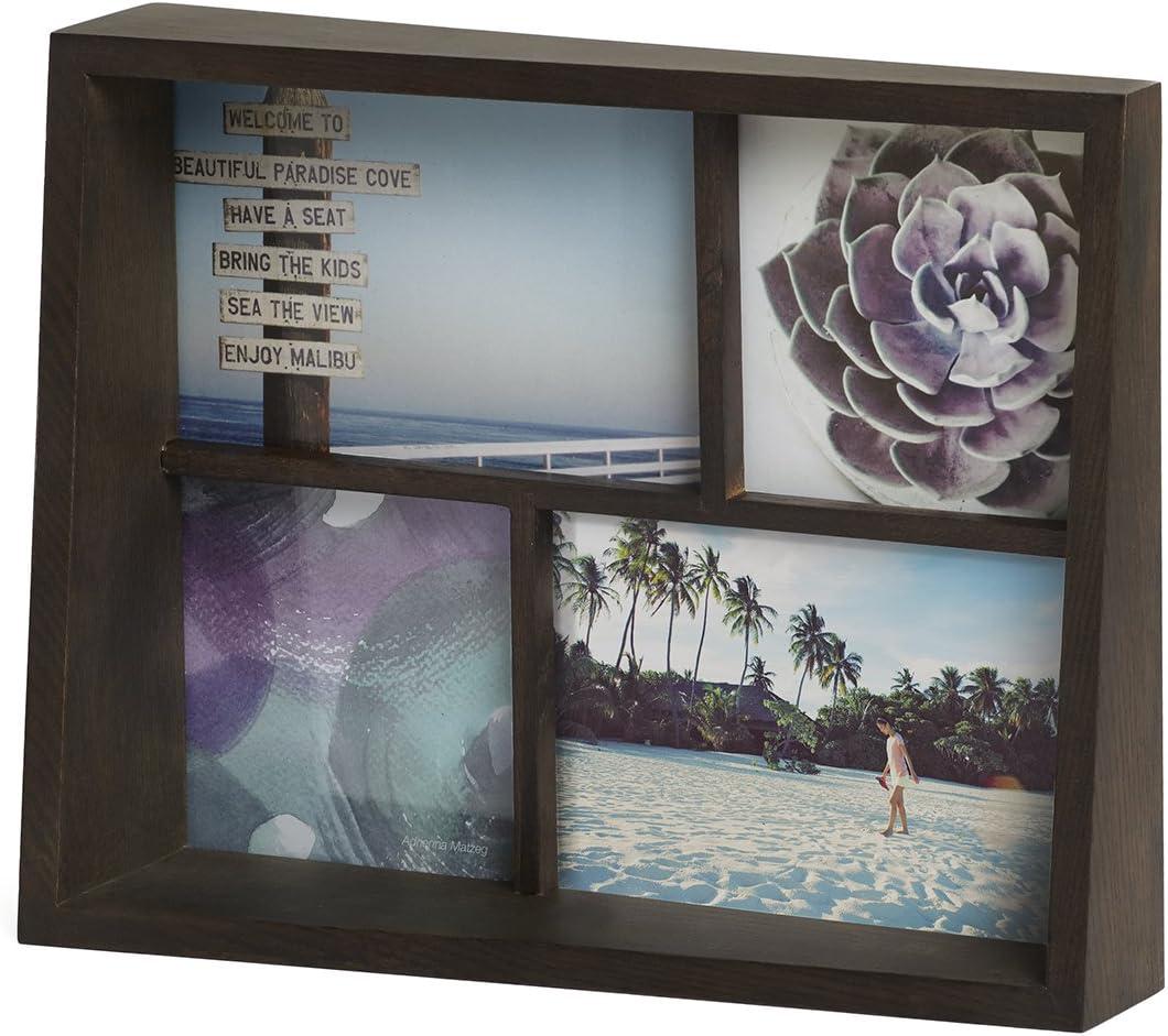 image:imageUmbra 10139111125 Edge Resin MultiOpening Picture Frame and Photo Display for Table Top or Wall 4x6Inch and 4x4Inch White MarbleAged Walnut