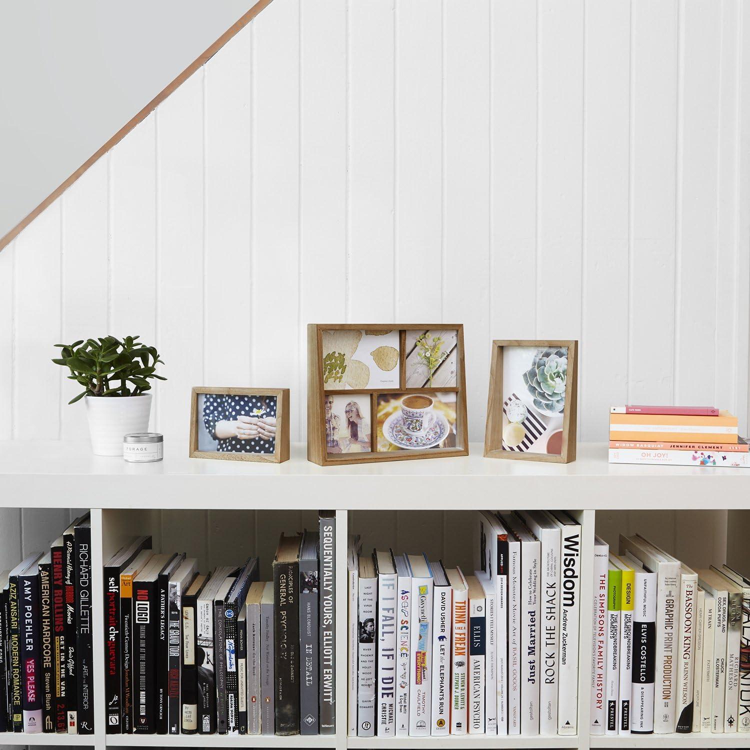 image:imageUmbra 10139111125 Edge Resin MultiOpening Picture Frame and Photo Display for Table Top or Wall 4x6Inch and 4x4Inch White MarbleNatural