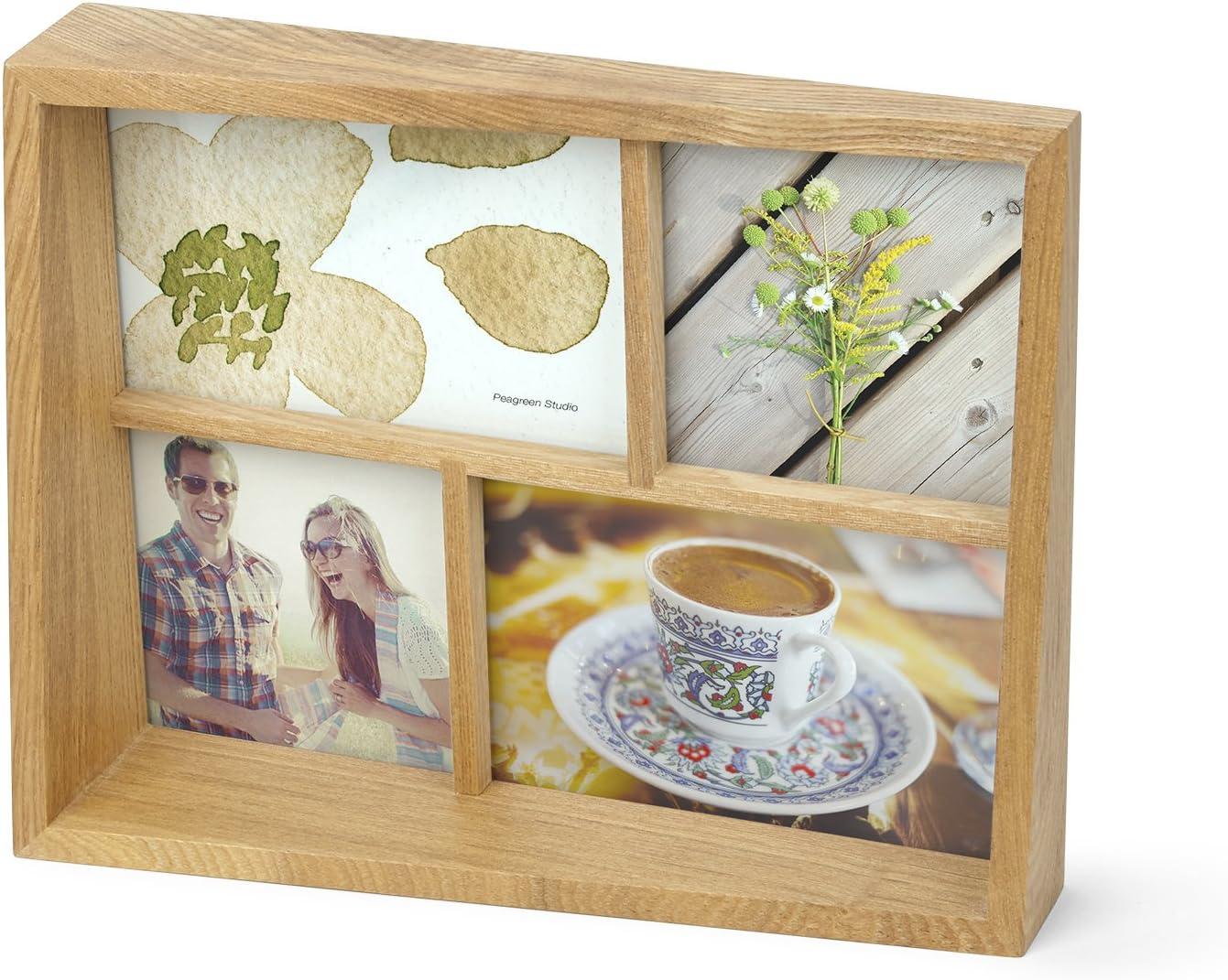image:imageUmbra 10139111125 Edge Resin MultiOpening Picture Frame and Photo Display for Table Top or Wall 4x6Inch and 4x4Inch White MarbleNatural