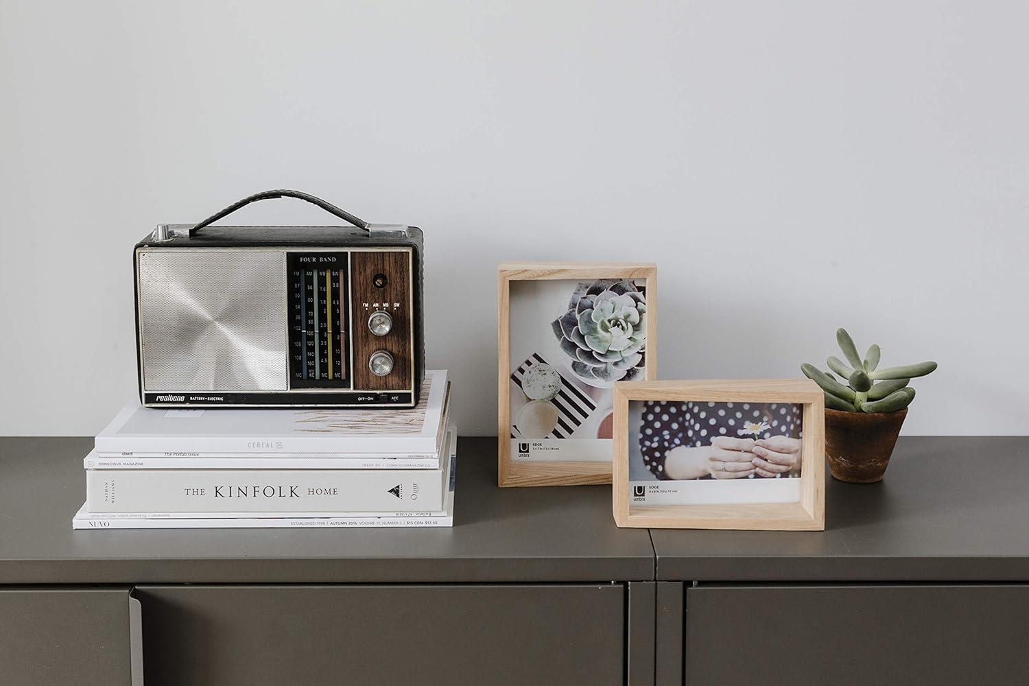 image:imageUmbra 10139111125 Edge Resin MultiOpening Picture Frame and Photo Display for Table Top or Wall 4x6Inch and 4x4Inch White MarbleNatural