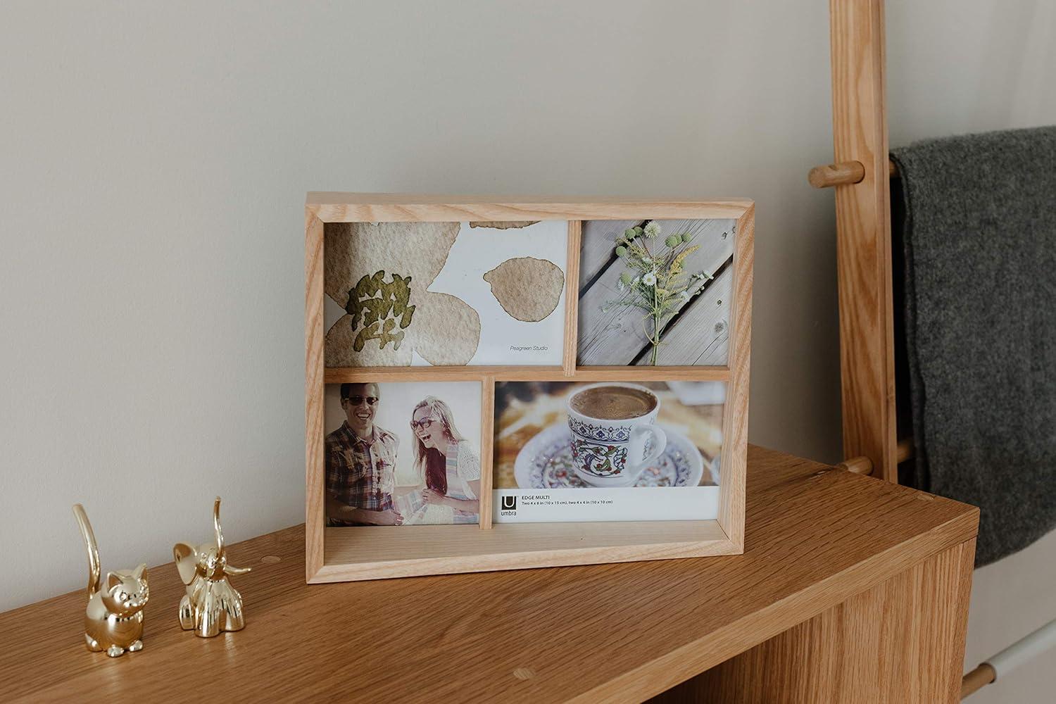 image:imageUmbra 10139111125 Edge Resin MultiOpening Picture Frame and Photo Display for Table Top or Wall 4x6Inch and 4x4Inch White MarbleNatural