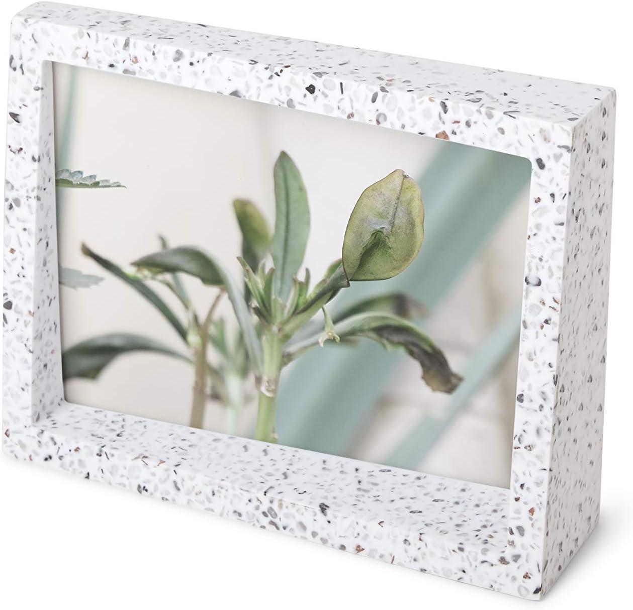 image:imageUmbra 10139111125 Edge Resin MultiOpening Picture Frame and Photo Display for Table Top or Wall 4x6Inch and 4x4Inch White MarbleTerrazzo