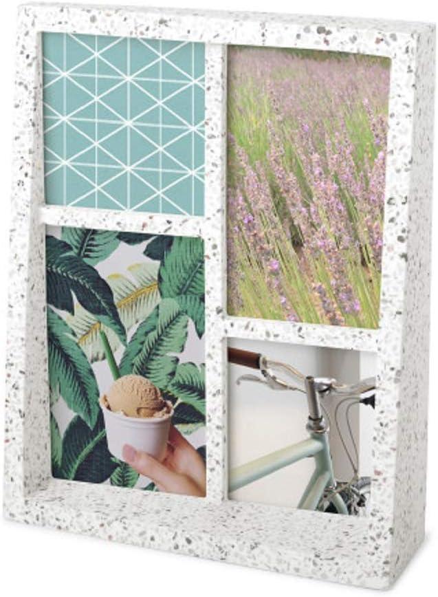 image:imageUmbra 10139111125 Edge Resin MultiOpening Picture Frame and Photo Display for Table Top or Wall 4x6Inch and 4x4Inch White MarbleTerrazzo