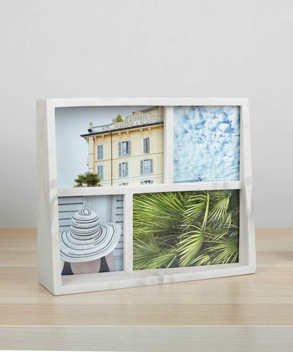 image:imageUmbra 10139111125 Edge Resin MultiOpening Picture Frame and Photo Display for Table Top or Wall 4x6Inch and 4x4Inch White MarbleWhite Marble