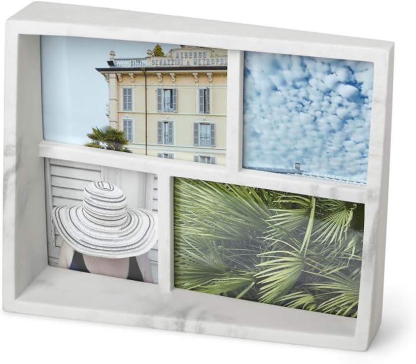image:imageUmbra 10139111125 Edge Resin MultiOpening Picture Frame and Photo Display for Table Top or Wall 4x6Inch and 4x4Inch White MarbleWhite Marble