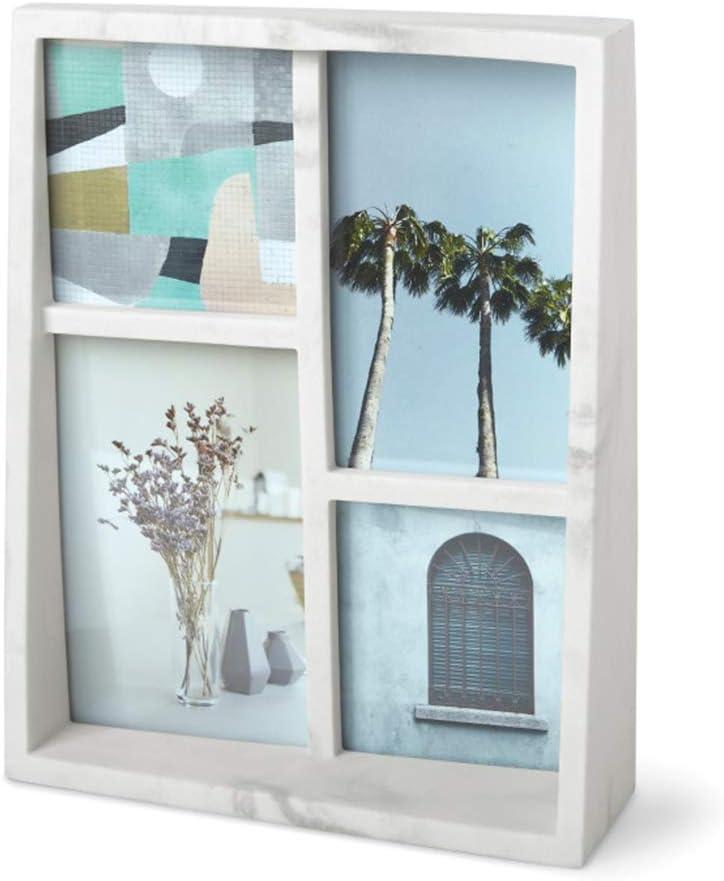 image:imageUmbra 10139111125 Edge Resin MultiOpening Picture Frame and Photo Display for Table Top or Wall 4x6Inch and 4x4Inch White MarbleWhite Marble
