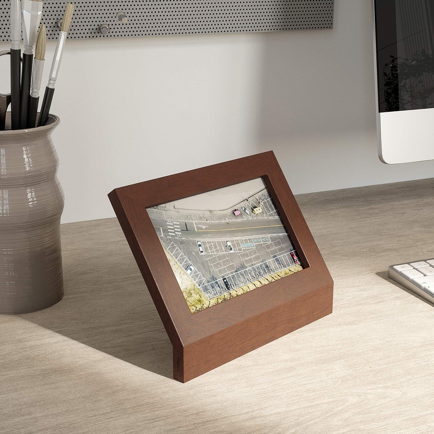 image:imageUmbra Podium Layered Angular Picture Frame for Desktop and Wall 4x61016x1524cm BlackWalnut