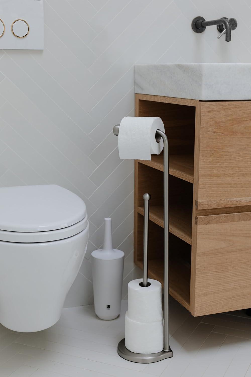 image:imageUmbra Teardrop Free Standing Toilet Paper Holder Stand and Holder with Storage for up to 5 TP Rolls Brushed Nickel