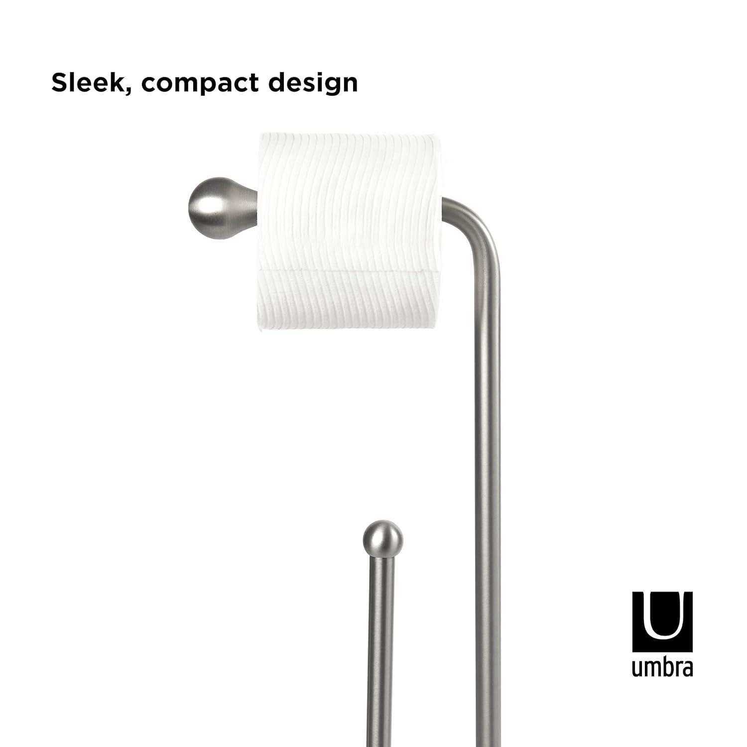 image:imageUmbra Teardrop Free Standing Toilet Paper Holder Stand and Holder with Storage for up to 5 TP Rolls Brushed Nickel
