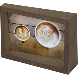 Umbra – 1013911-1125 Edge Resin Multi-Opening Picture Frame and Photo Display for Table Top or Wall, 4×6-Inch and 4×4-Inch, White Marble(Aged Walnut)