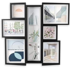Umbra Edge Collage Picture Frame and Photo Display for Table Top or Wall, 5×7, 4×6 and 4×4, Black(Black)