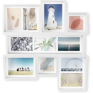 Umbra Edge Collage Picture Frame and Photo Display for Table Top or Wall, 5×7, 4×6 and 4×4, White(White)