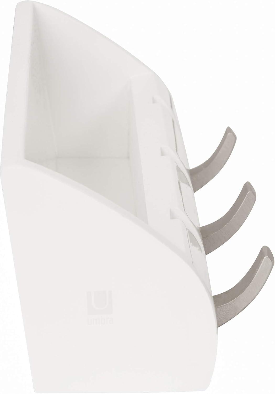 image:imageUmbra Cubby Mini Organizer with Hooks and Compartment Great for Holding Keys Phone Chargers Mail and Oher Goods Compact Storage White 1212 by 312 by 3 14White