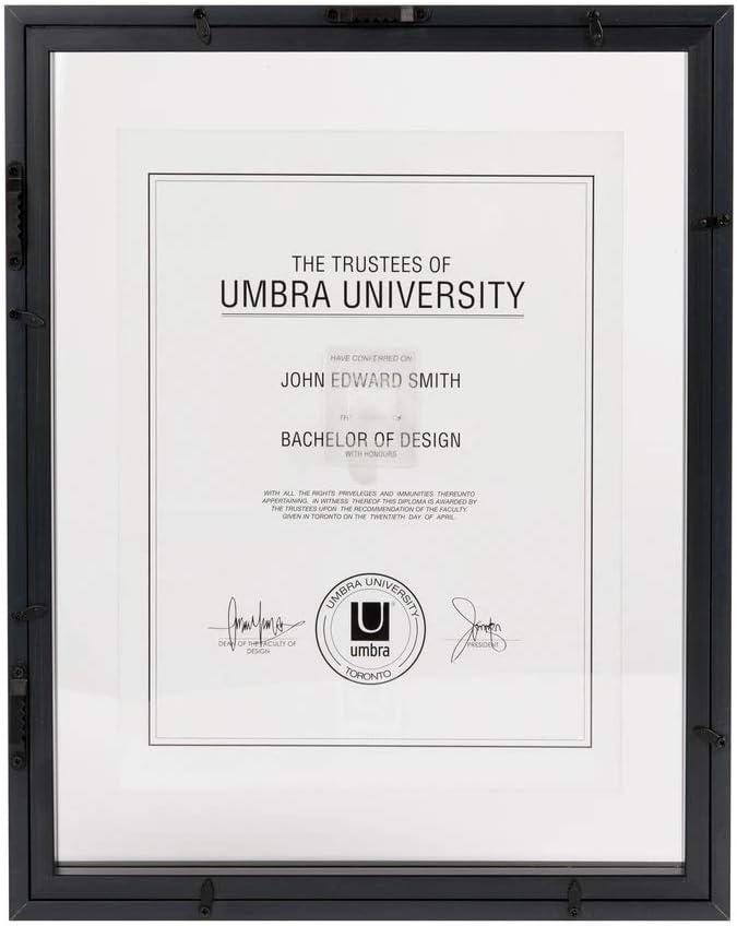 image:imageUmbra Document Frame 13x16 inch Modern Picture Frame Designed to Display a Floating 11x14 Document Diploma Certificate Photo or Artwork Black