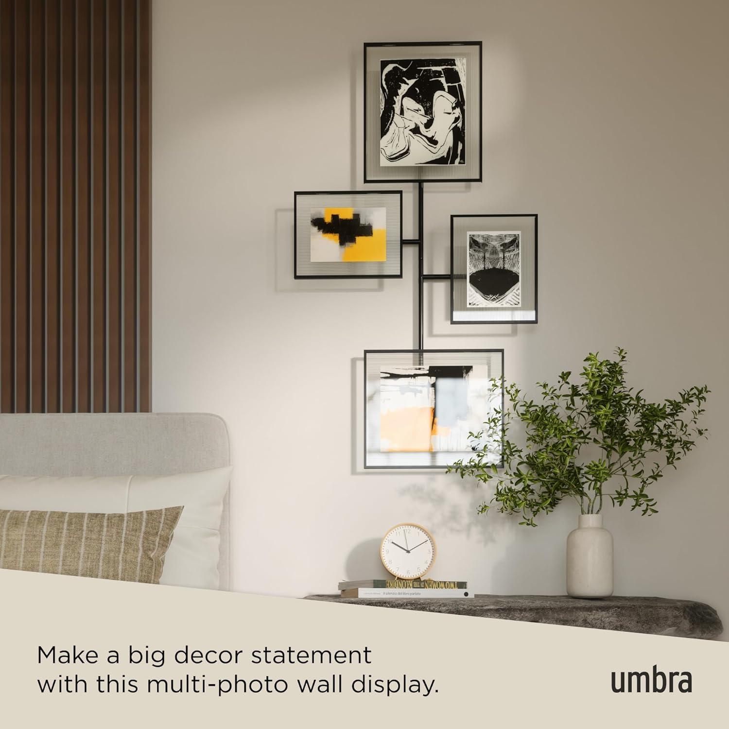 image:imageUmbra Flute Wall Gallery Frame Modern Black MultiPhoto Display for 2 8x10 amp 2 5x7 Pictures EasyMount Vertical or Horizontal Wall Art Collage with Hardware Included