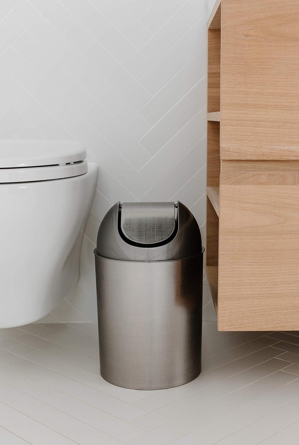 image:imageUmbra Mezzo SwingTop Waste Can 25Gallon 10 L BronzeBrushed Silver