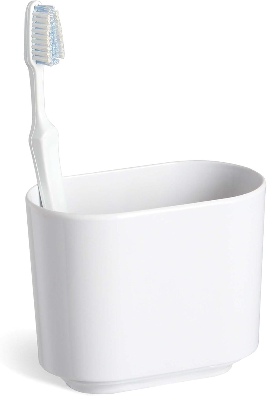 image:imageUmbra Step Toothbrush Toothpaste Modern Bathroom Storage Organizer Holders Stand Rack with MultiFunctional 3 Slots and DividersDoesnt Wobble or Fall Over 55 x 33 x 44 WhiteWhite