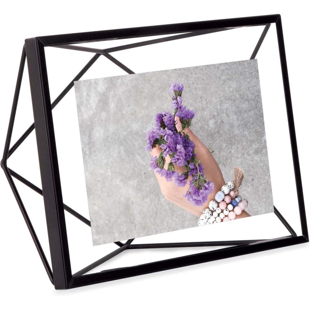 image:imageUmbra Prisma 4x6 Picture Frame Metal Floating Wall or Desk Photo Display for Pictures Art Illustrations and More Black