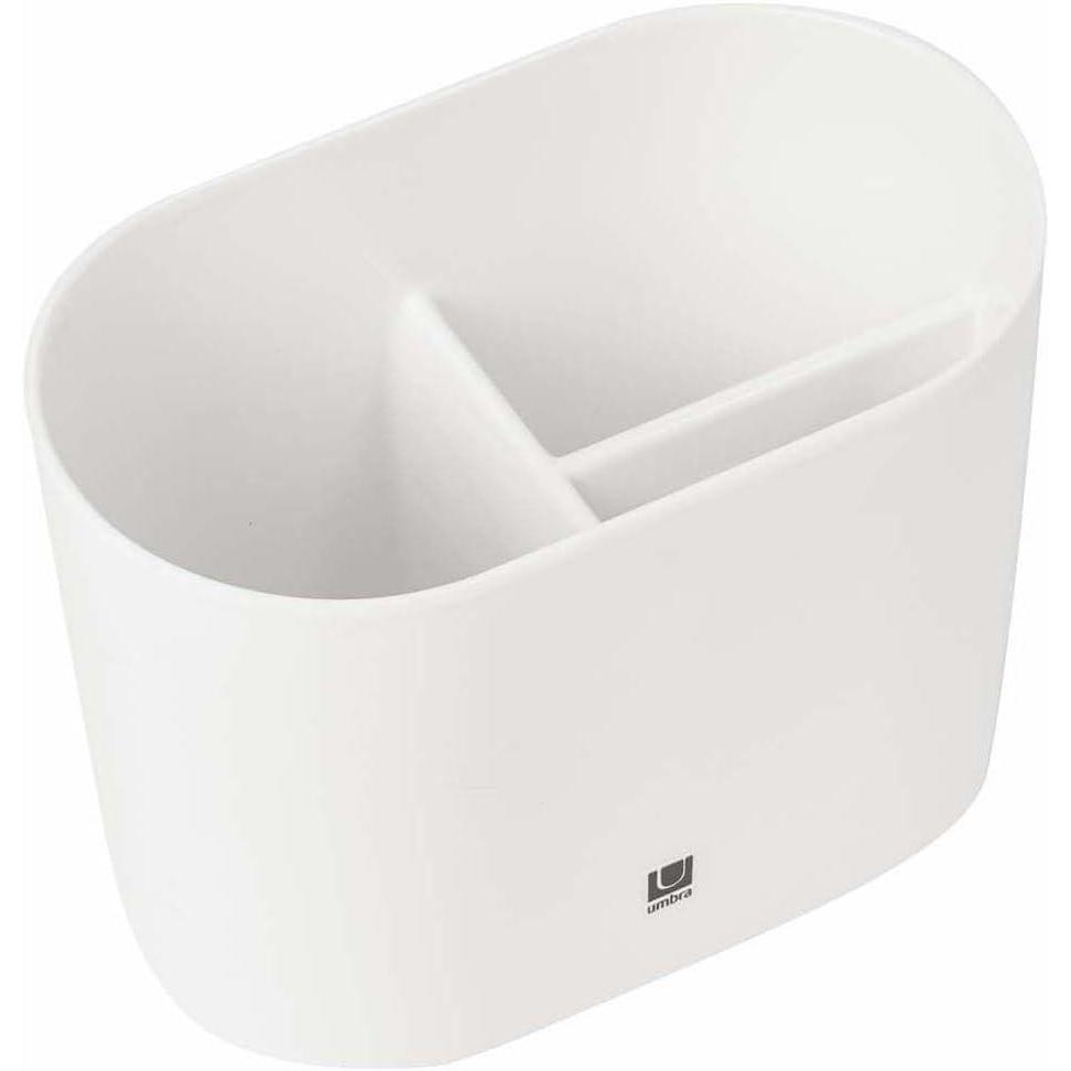 image:imageUmbra Step Toothbrush Toothpaste Modern Bathroom Storage Organizer Holders Stand Rack with MultiFunctional 3 Slots and DividersDoesnt Wobble or Fall Over 55 x 33 x 44 WhiteWhite