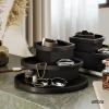 Umbra Cove Storage Box – 3-Tier Stackable Jewelry Organizer with Linen-Lined Compartments, Wood Tone Finish, Modern Decorative Storage for Dresser, Nightstand, or Vanity(Black)