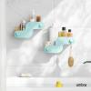 Umbra Nami Shower Caddy Set of 2 – Adhesive Shower Shelf, No Drill Wall Mounted Bathroom Organizer, Rust-Free Plastic Shower Storage Baskets for Shampoo & Toiletries, Ocean Sand(Ocean Blue)