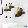 Umbra Nami Shower Caddy Set of 2 – Adhesive Shower Shelf, No Drill Wall Mounted Bathroom Organizer, Rust-Free Plastic Shower Storage Baskets for Shampoo & Toiletries, Ocean Sand(Ocean Black)