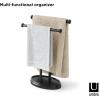 Umbra Palm Double Hand Towel Tree, Brushed Nickel 2 Towels Holder and Accessories Stand for Bathroom Vanities – Slim, Modern, Durable Bars with Base Serves as a Jewelry Tray for Rings(Black)