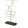 Umbra Trigem Tiered Tabletop Jewelry Organizer Freestanding Hanging Necklace, Earring and Bracelet Display, 5, Black/Brass