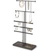 Umbra Trigem Tiered Tabletop Jewelry Organizer Freestanding Hanging Necklace, Earring and Bracelet Display, 5, Black/Walnut