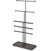 Umbra Trigem Tiered Tabletop Jewelry Organizer Freestanding Hanging Necklace, Earring and Bracelet Display, 5, Black/Walnut