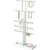 Umbra Trigem Tiered Tabletop Jewelry Organizer Freestanding Hanging Necklace, Earring and Bracelet Display, 5, White Gray