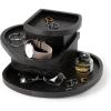 Umbra Cove Storage Box – 3-Tier Stackable Jewelry Organizer with Linen-Lined Compartments, Wood Tone Finish, Modern Decorative Storage for Dresser, Nightstand, or Vanity(Black)