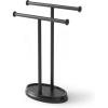 Umbra Palm Double Hand Towel Tree, Brushed Nickel 2 Towels Holder and Accessories Stand for Bathroom Vanities – Slim, Modern, Durable Bars with Base Serves as a Jewelry Tray for Rings(Black)